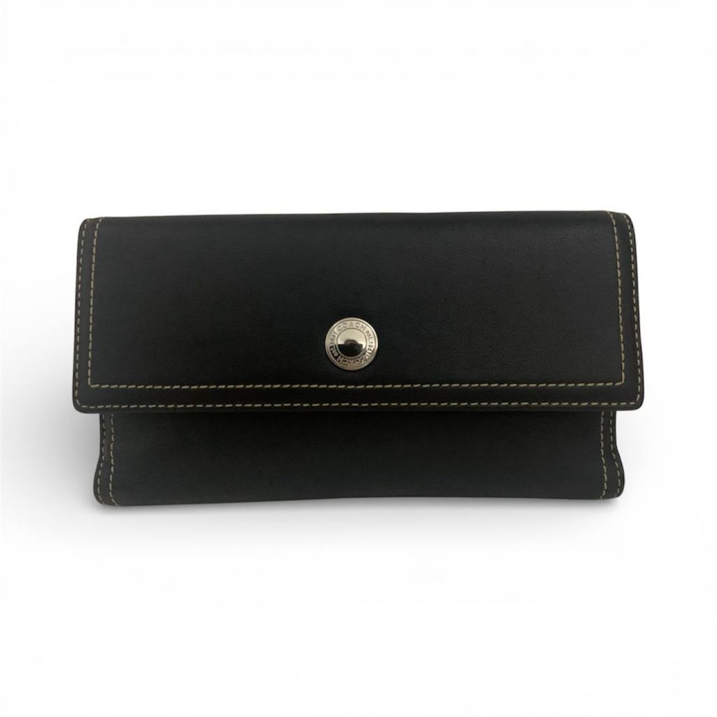 Coach Black Leather Bifold Wallet/ Dompet lipat Coach