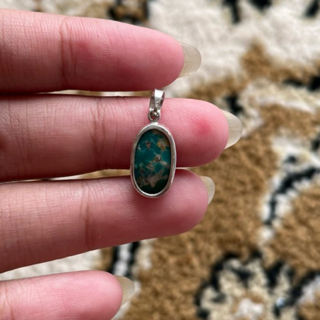 Liontin permata Natural Pirus Persia ring perak