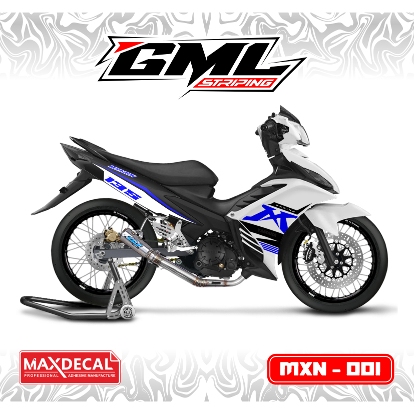 striping Mx new 135 motif simpel biru putih hitam