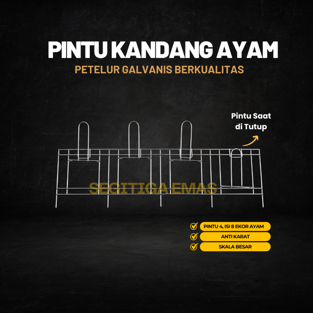 Pintu Kandang Ayam Bahan Galvanis 4 Pintu isi 8 Ekor Ayam