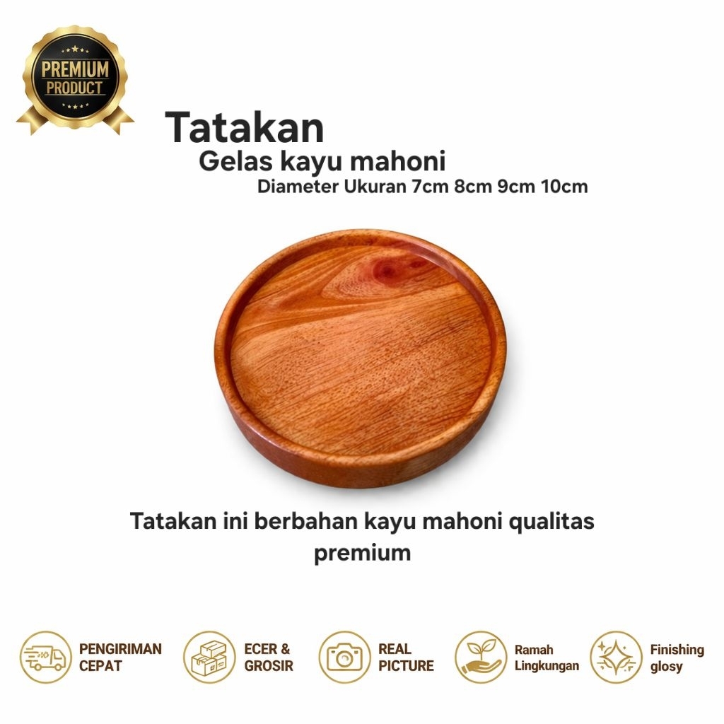 TATAKAN GELAS / TATAKAN GELAS KAYU / TATAKAN GELAS KAYU BULAT /  PIRING  KAYU GELAS AESTETIC