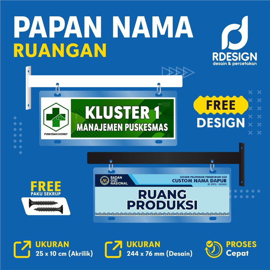 PAPAN NAMA RUANGAN GANTUNG AKRILIK