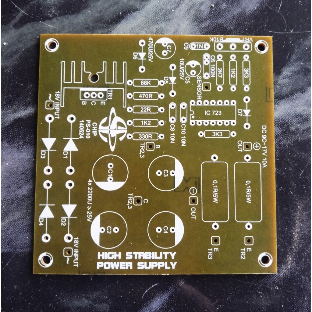 PCB 9V - 17V 10A High Stability Power Supply SATURN PS-010