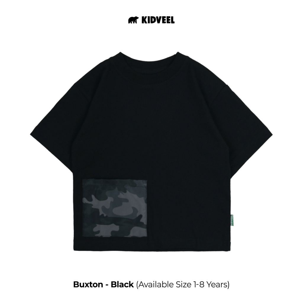 KIDVEEL Buxton Kaos Anak Oversize - T-Shirt Saku Katun Combed Laki Laki Perempuan Unisex 1-8 Tahun -