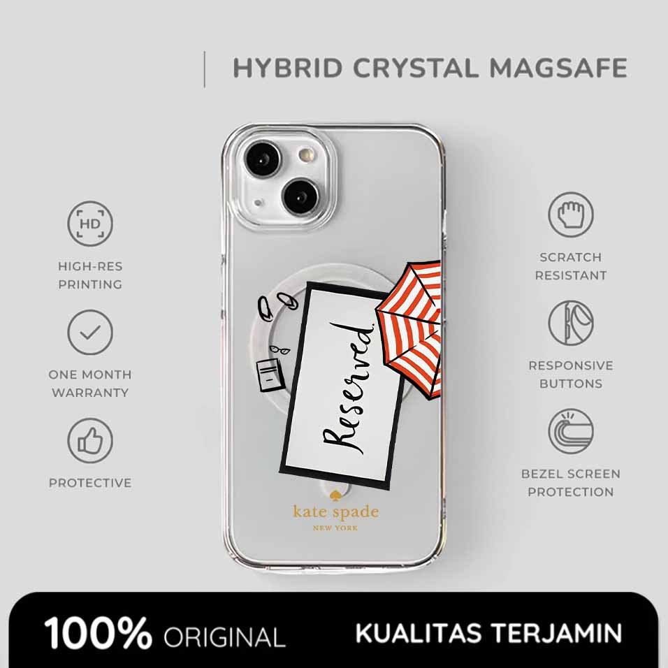 Casing iPhone Kate Spade Case Reserved Beach Clear Magsafe Softcase Anti Shock Style 17 16 15 14 13 