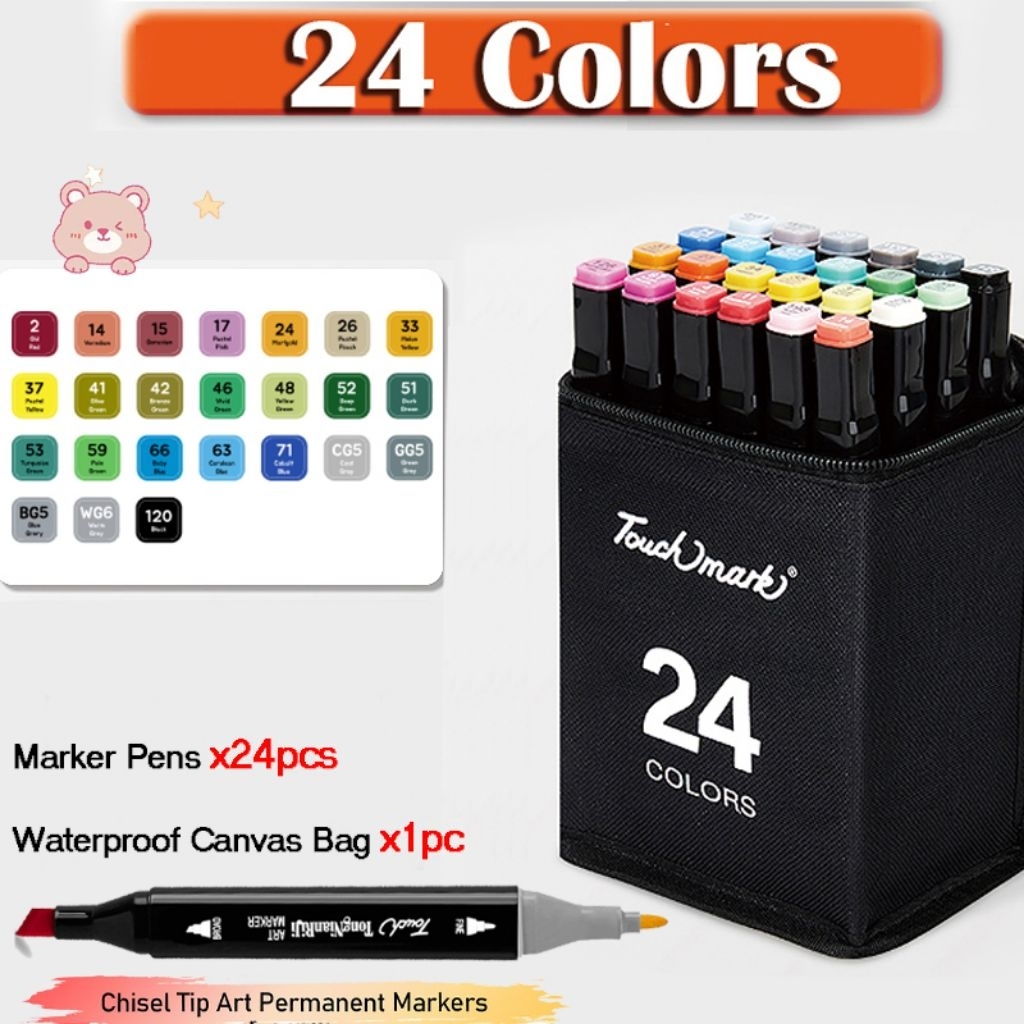 SPIDOL MARKER SET 2 TIP KEPALA ESCO MPT-24 / SPIDOL WARNA-WARNI 24WARNA