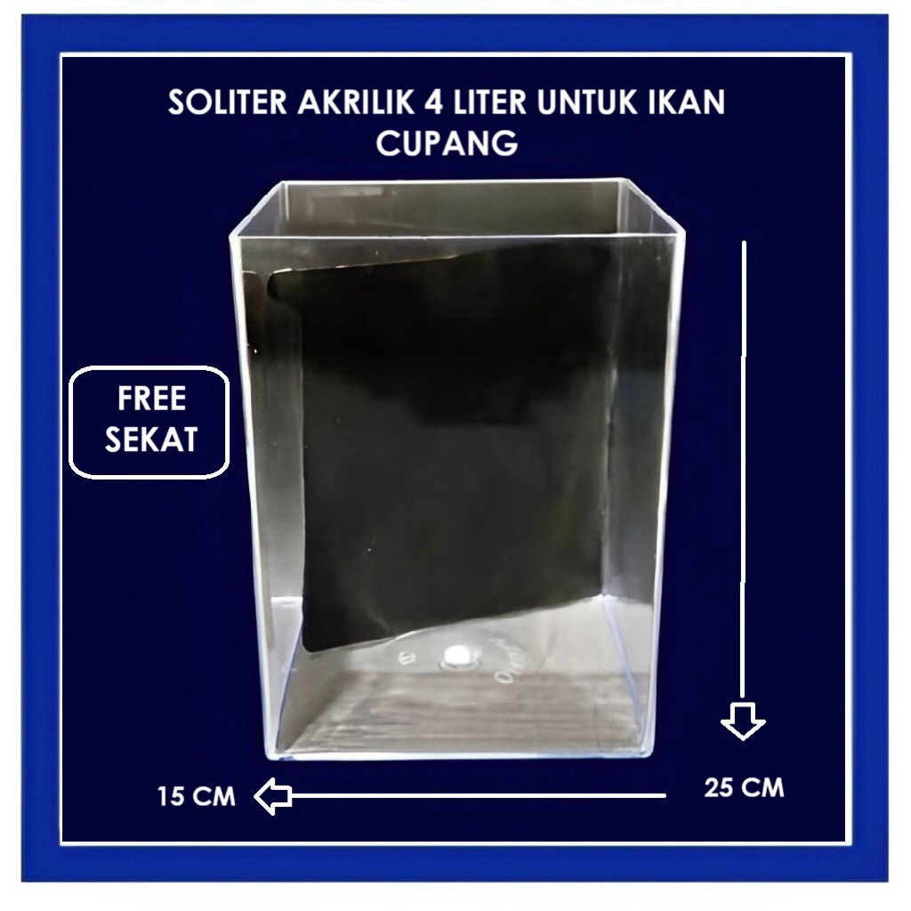 Toples Soliter Akrilik Ikan Cupang 4L tanpa sambungan (Pengiriman Instant)