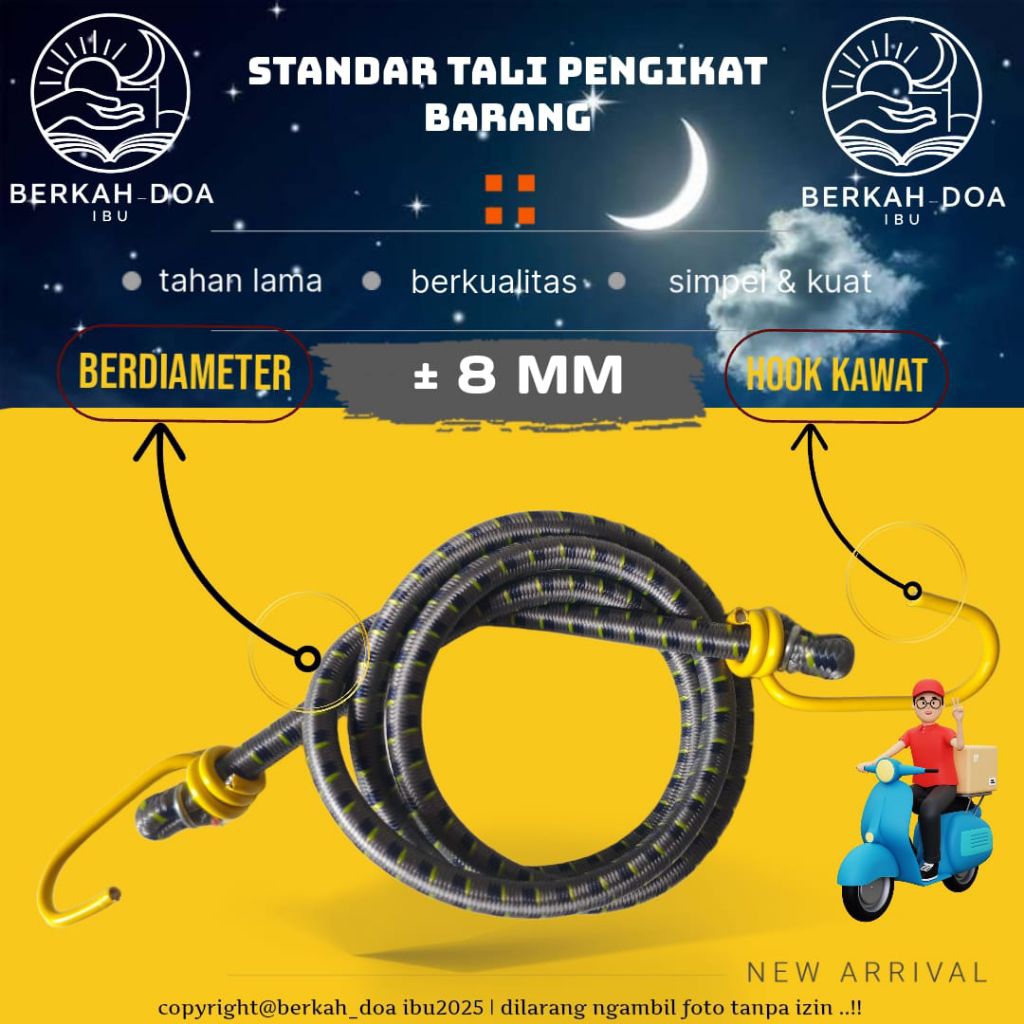 tali bagasi motor multifungsi 2 meter • tali karet elastisitasnya pengikat barang premium