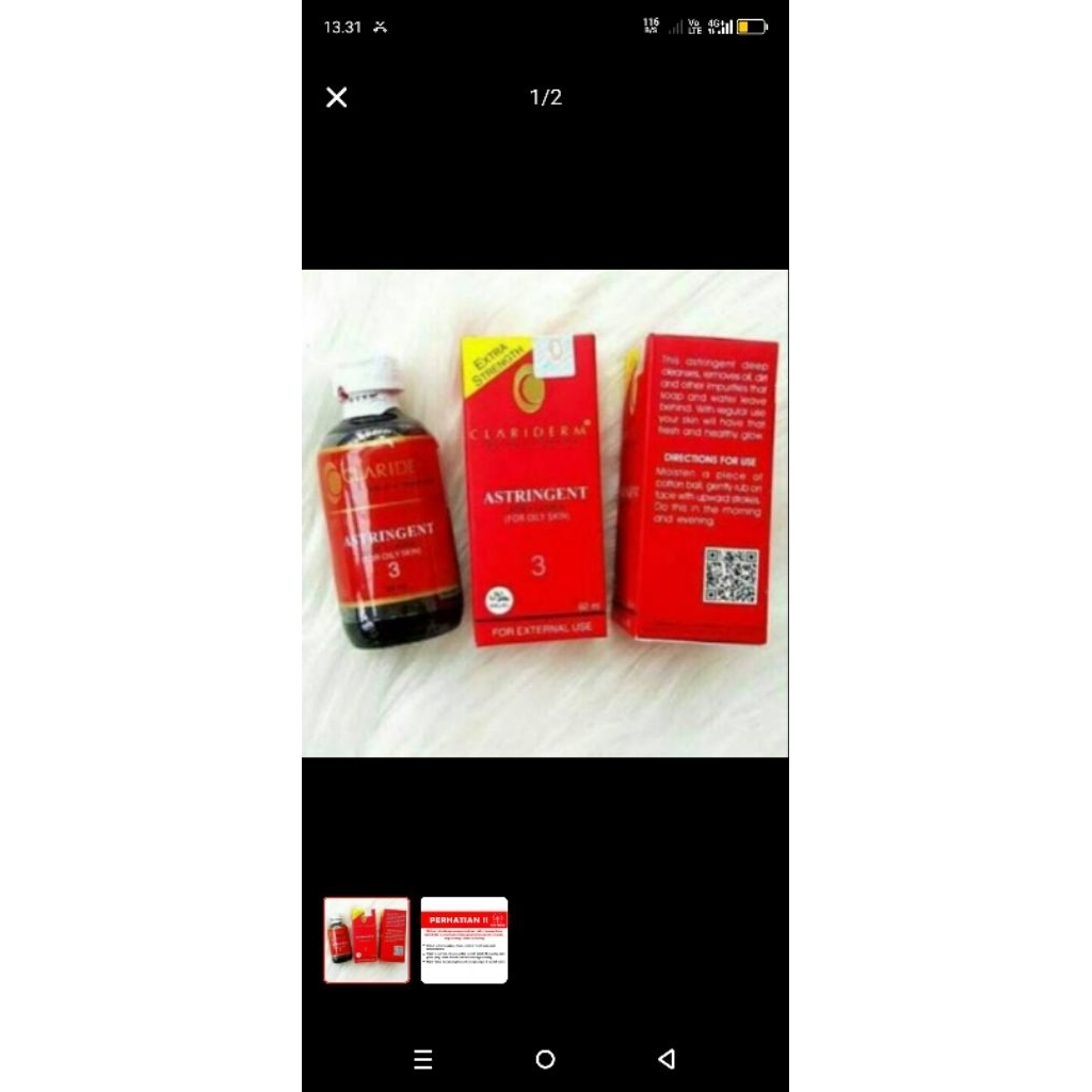 Toner Wajah Clariderm 3 PCS - Mencerahkan, Menyegarkan, Mengecilkan Pori