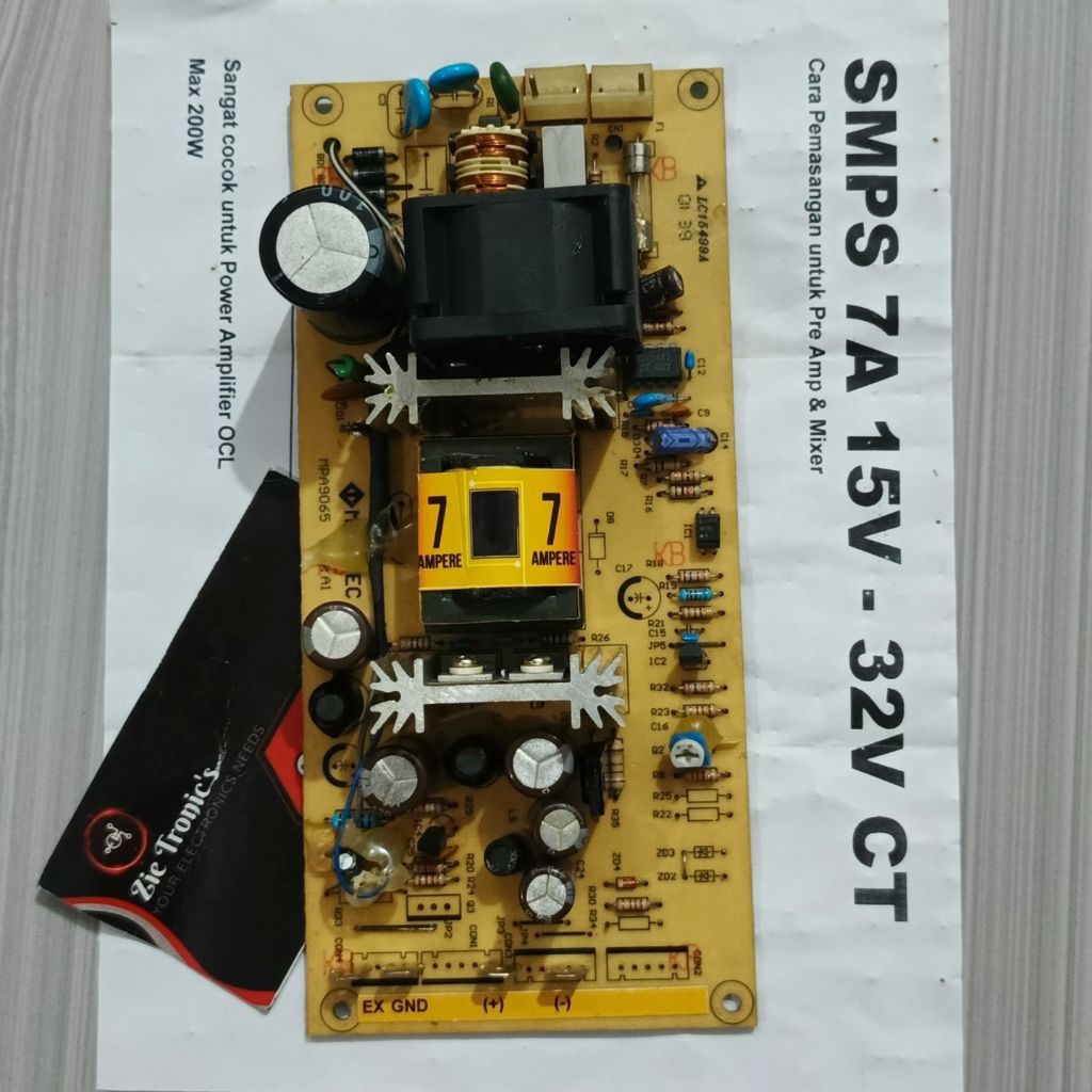 SMPS 7A CT 15V - 35V ADJUSTABLE BISA DI RUBAH TEGANGAN PLUS TEGANGAN EXTRA 12V & KIPAS PSU DLMS MIXE