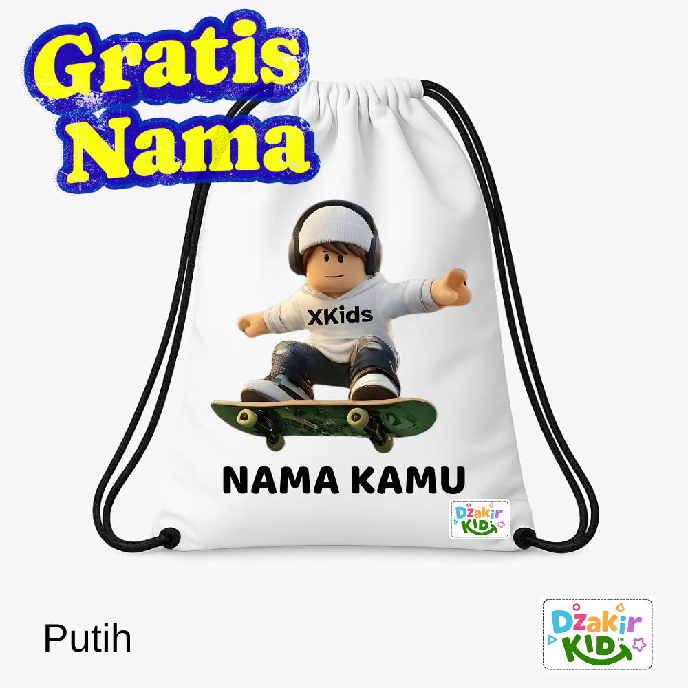 DZAKIR KIDS Tas Serut ROBLOX SKATE LAKI-LAKI Jaket Putih Lucu Aneka Warna Anak Sekolah Karakter Lucu