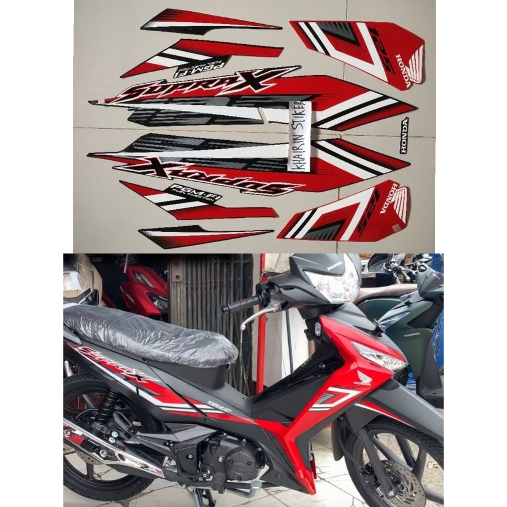 striping stiker Supra x 125 PGm fi 2021 2022 merah hitam original