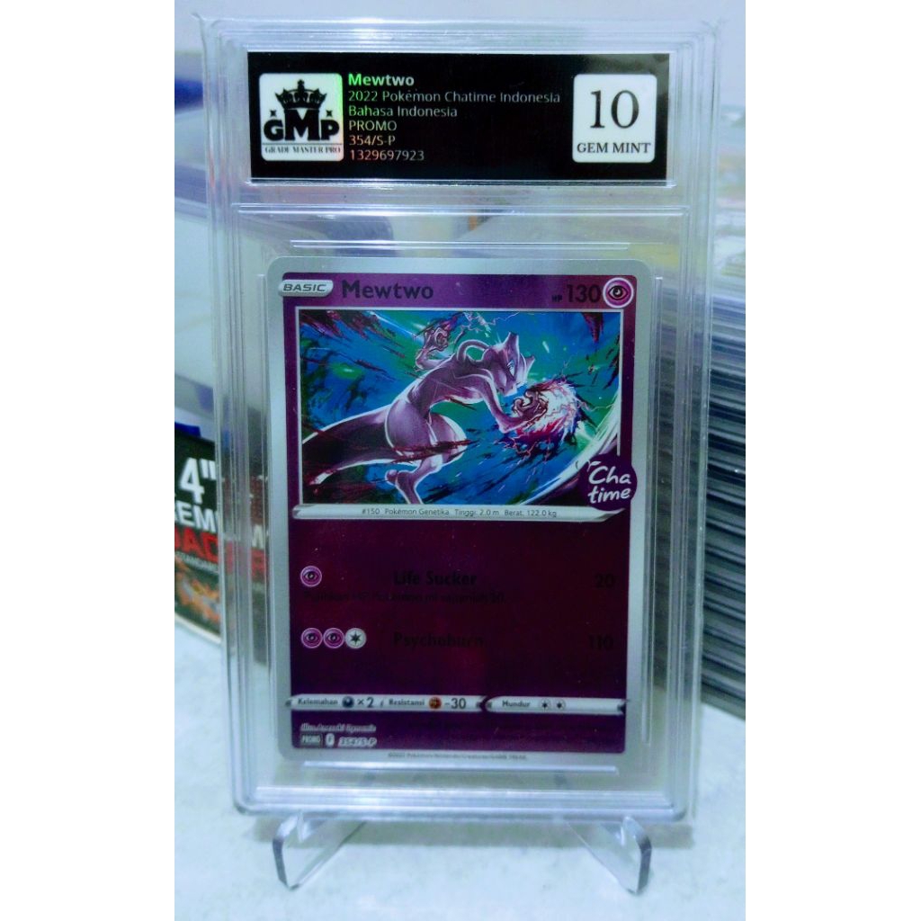 Mewtwo 2022 Pokemon Promo Stamped Chatime Indonesia Grade Master Pro 10