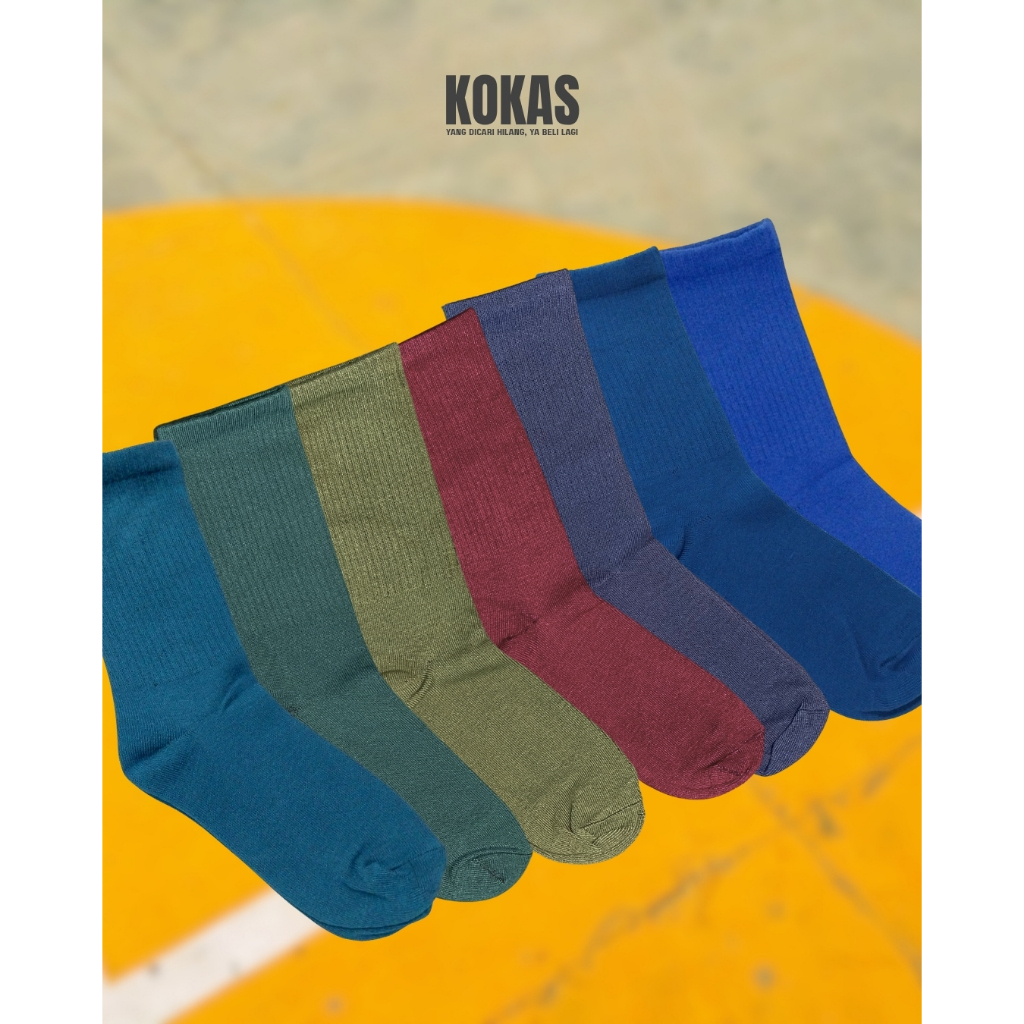 Kaos Kaki Old School Hijau Army / Maroon / Hijau Emerald / Biru Navy / Biru Dark Teal / Biru Basic /