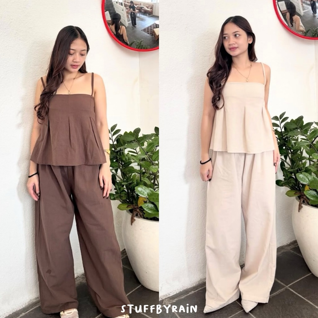 TIANA SET // SET WANITA BAHAN LINEN ONE SIZE