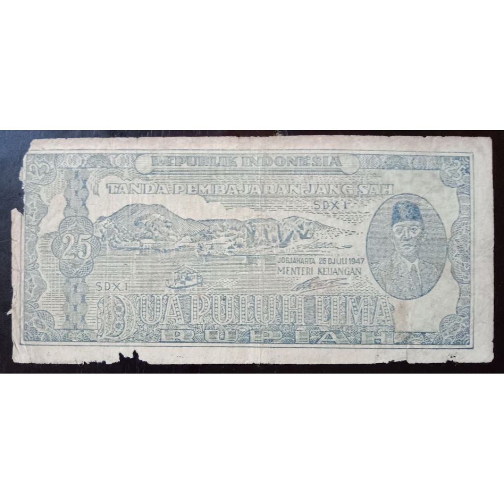 UANGKUNO 25 RUPIAH ORI SDX1 THN 1947