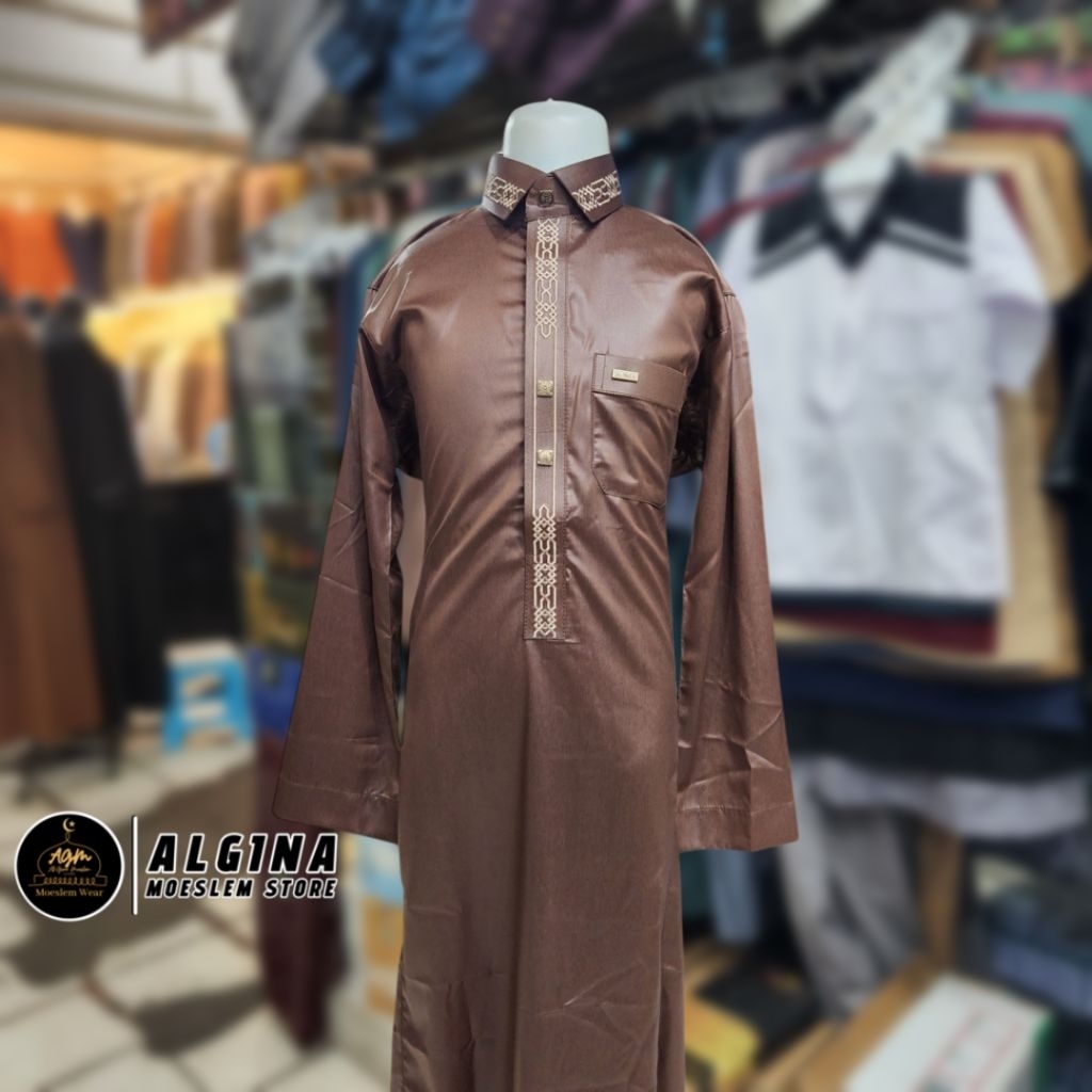 Gamis Al Wafa Anak Remaja Warna Bahan Satin korea Bordir Kancing Thailand Lengan Panjang Cuff | Juba
