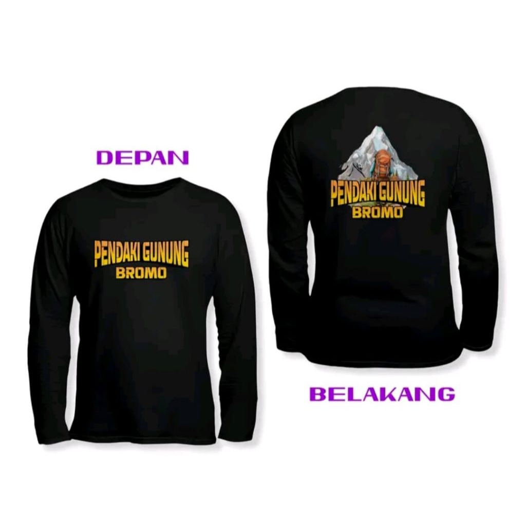 KAOS LENGAN PANJANG PENDAKI GUNUNG BROMO MOTIF OREN