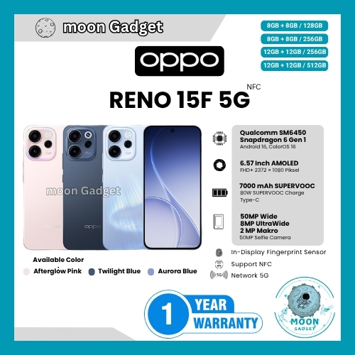 HP OPPO RENO 15F 5G 12/512GB, 15F 5G 8/256GB, 14F 5G 12/512GB & 13F 5G 12/256GB (BNIB)