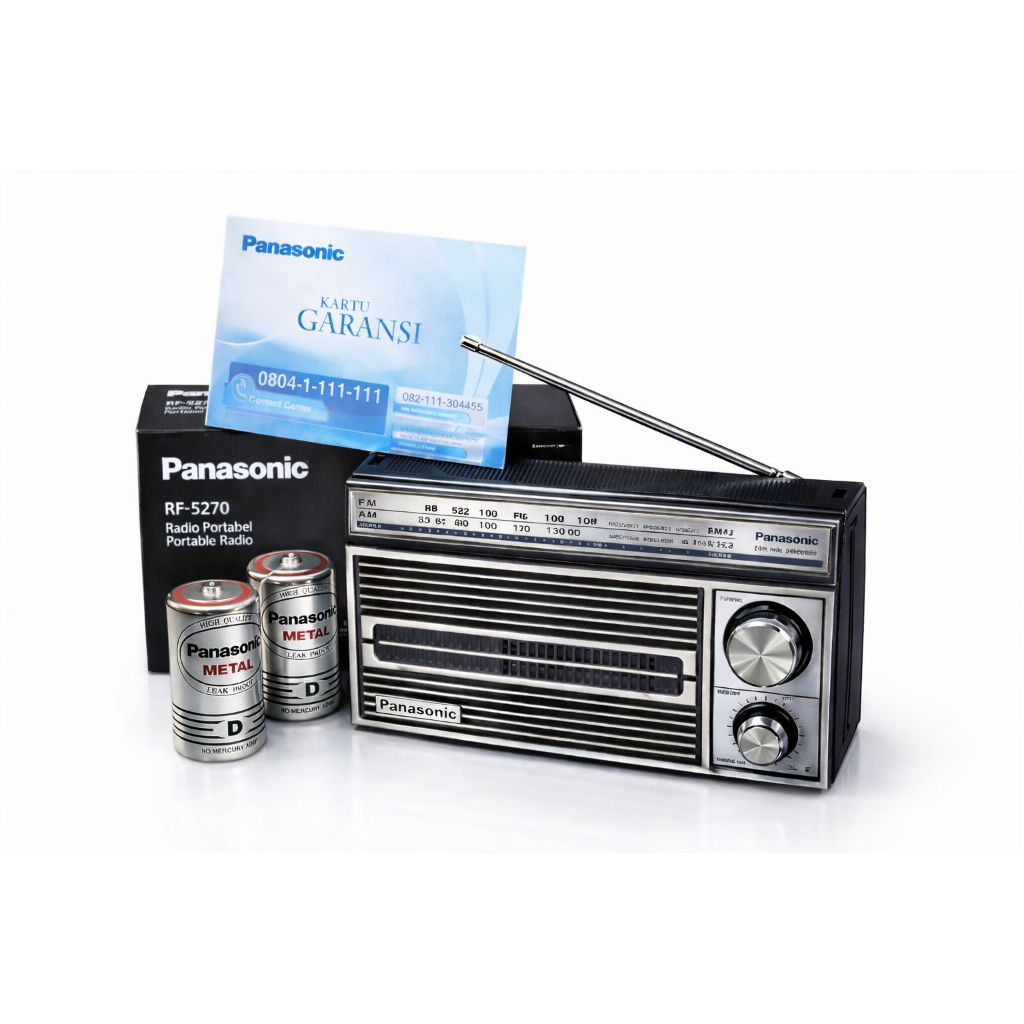 Radio Panasonic RF-5270 Original AM FM Portable + 2 Baterai D Besar | Radio Jadul Retro Klasik