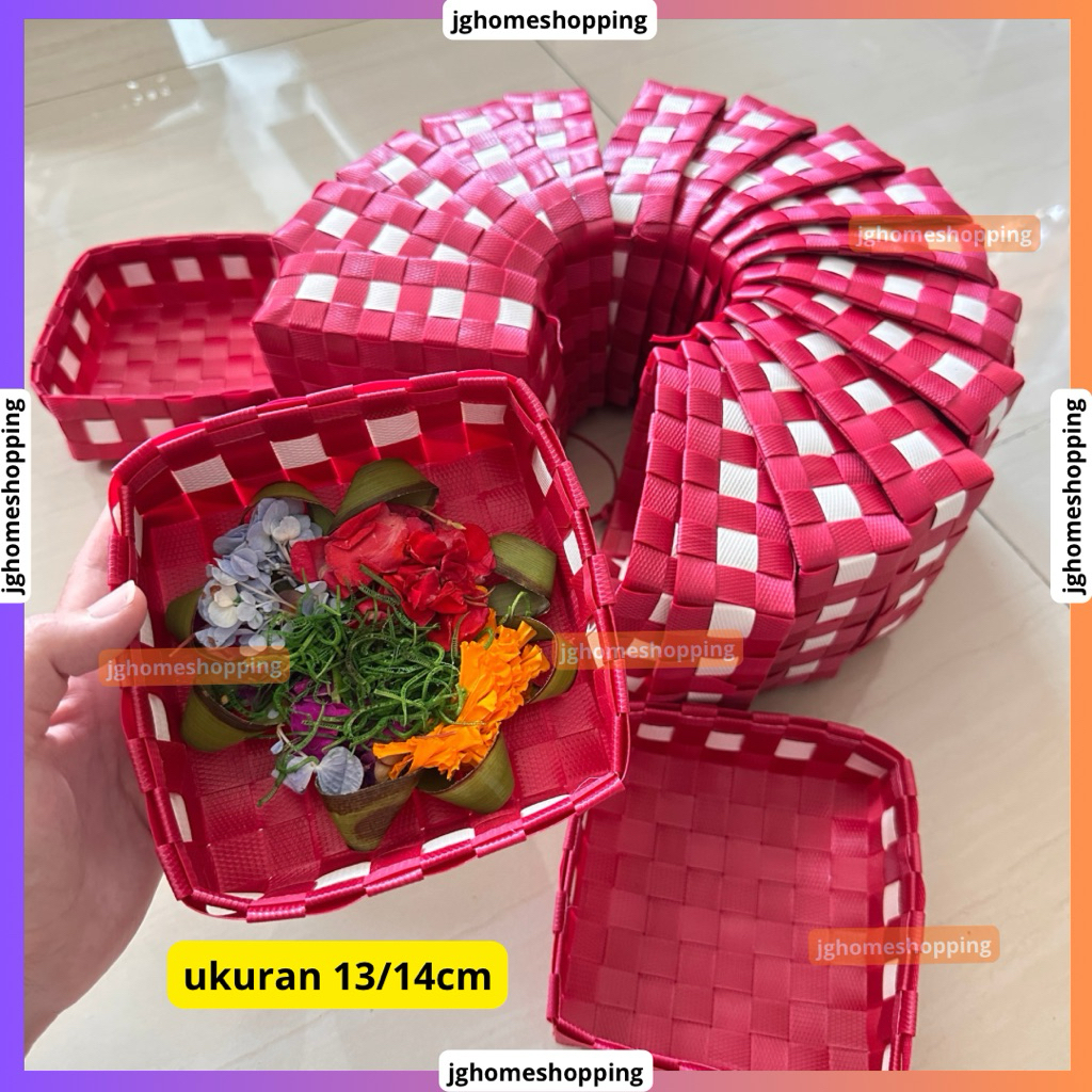 kepe sodan kotak 13/14cm kepe embos tamas kepe plastik anyam tempat canang