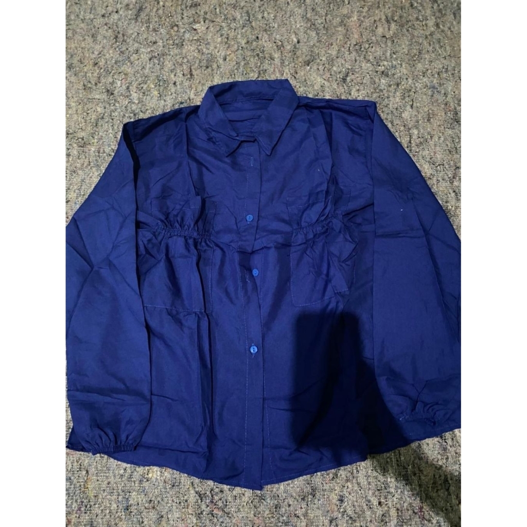 kemeja wanita biru elektrik