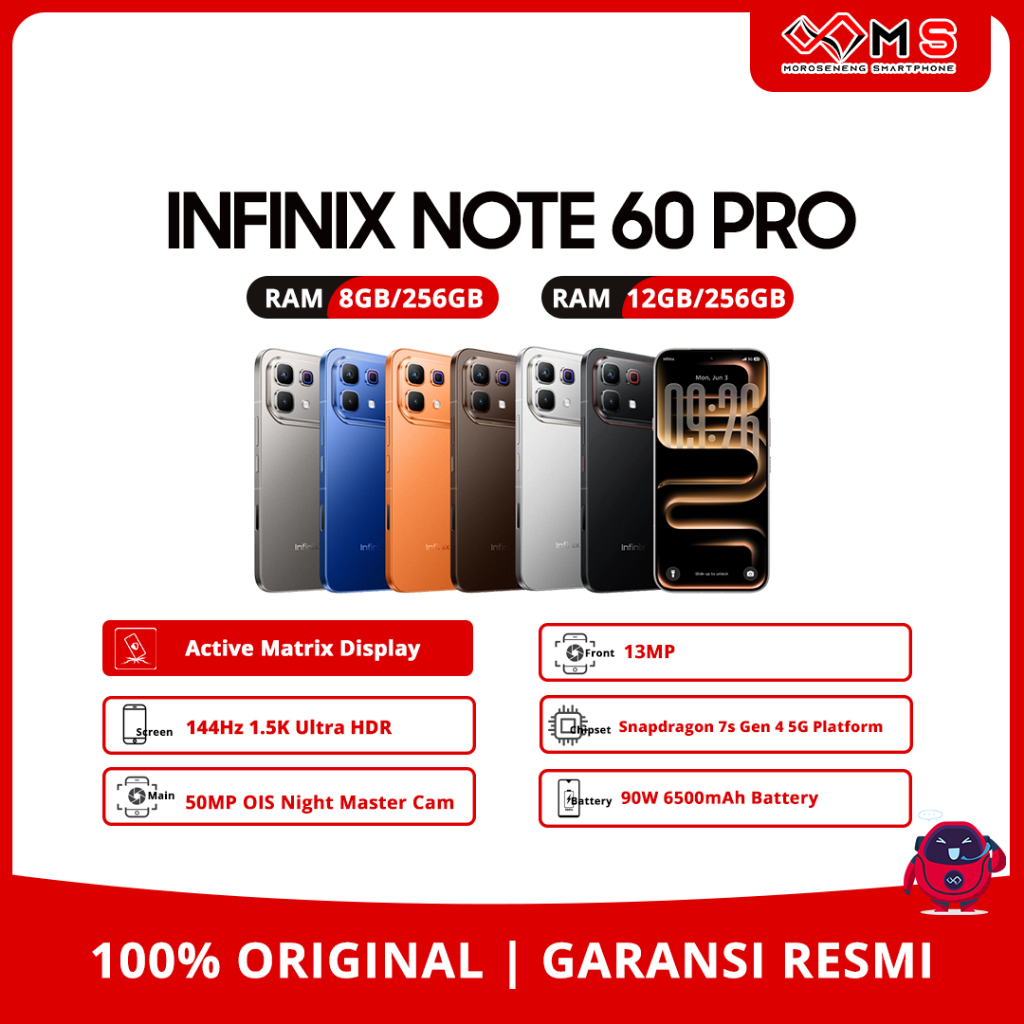 INFINIX NOTE 60 PRO | RAM 8/256GB 12/256GB | GARANSI RESMI | NEW SEGEL | 100% ORI | MOROSENENG SMART