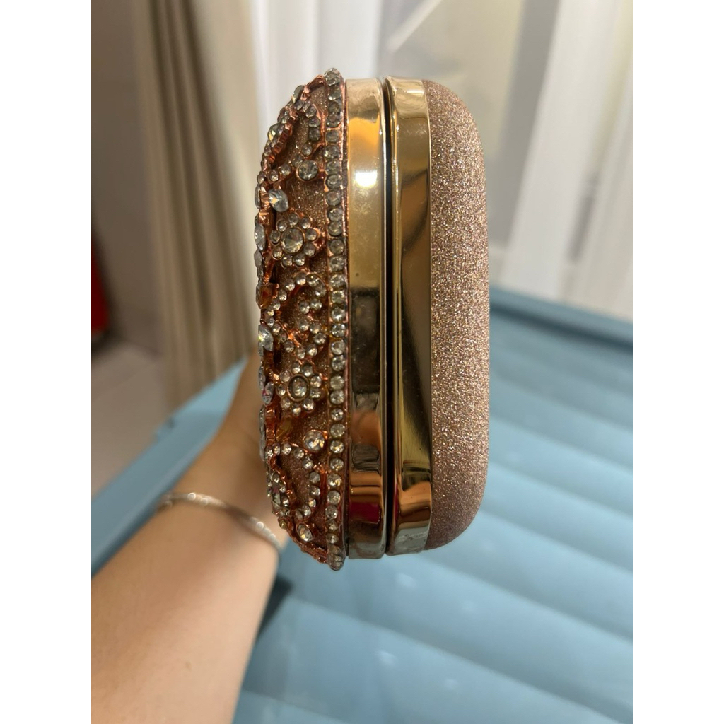 preloved wai wai tas pesta  glitter rose gold