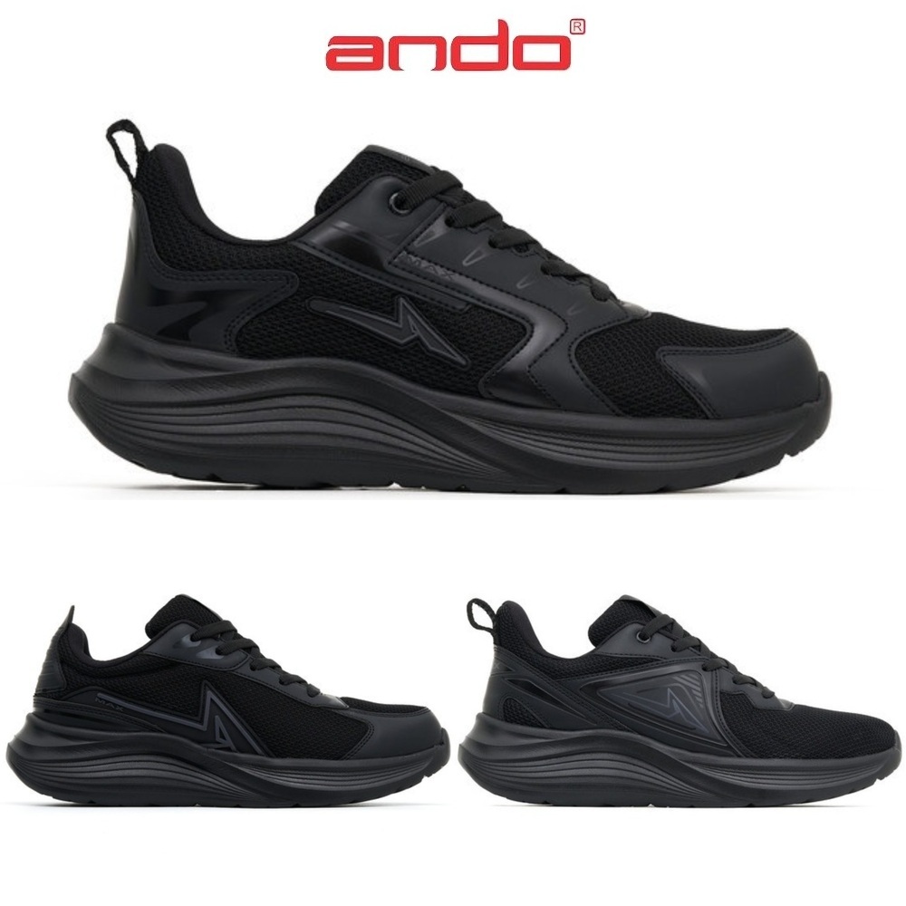 Ando Justice Sepatu Sneakers Sekolah 39-44 Sneaker Kasual Pria Hitam Polos