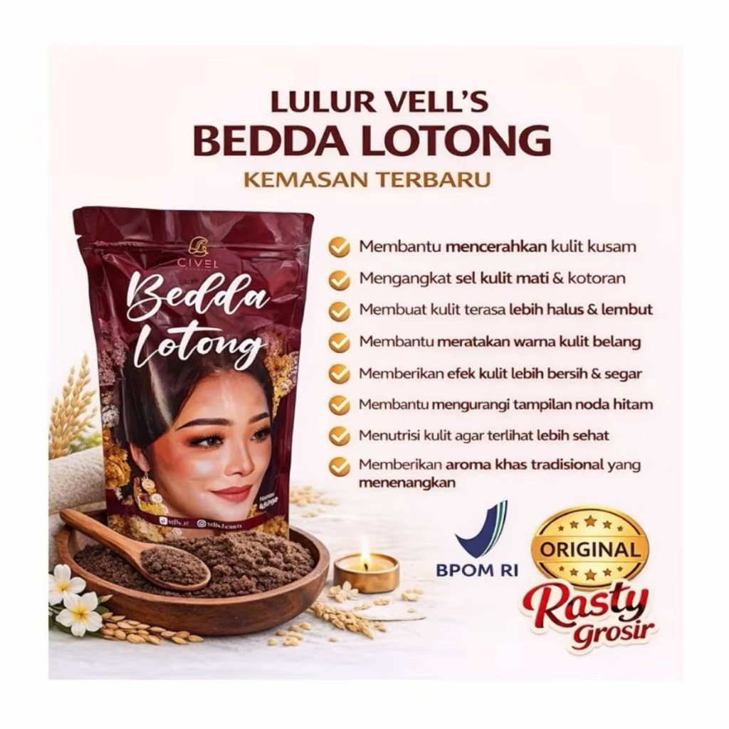 Lulur velis /bedda lotong vells beauty / bedda lotong velis original 450 gr