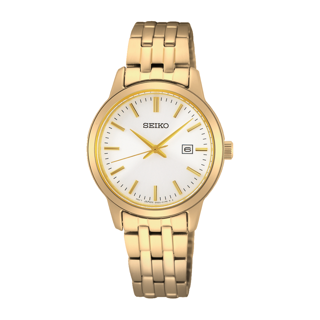 Seiko Classic SUR412P1 Silver Dial Gold Tone Stainless Steel - Jam Tangan Seiko Original