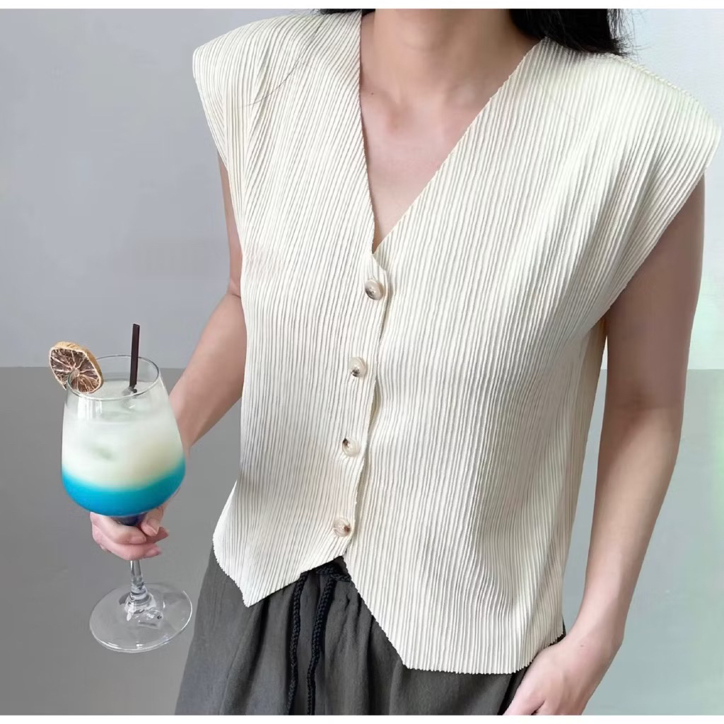 Vest Kancing Wanita Beige