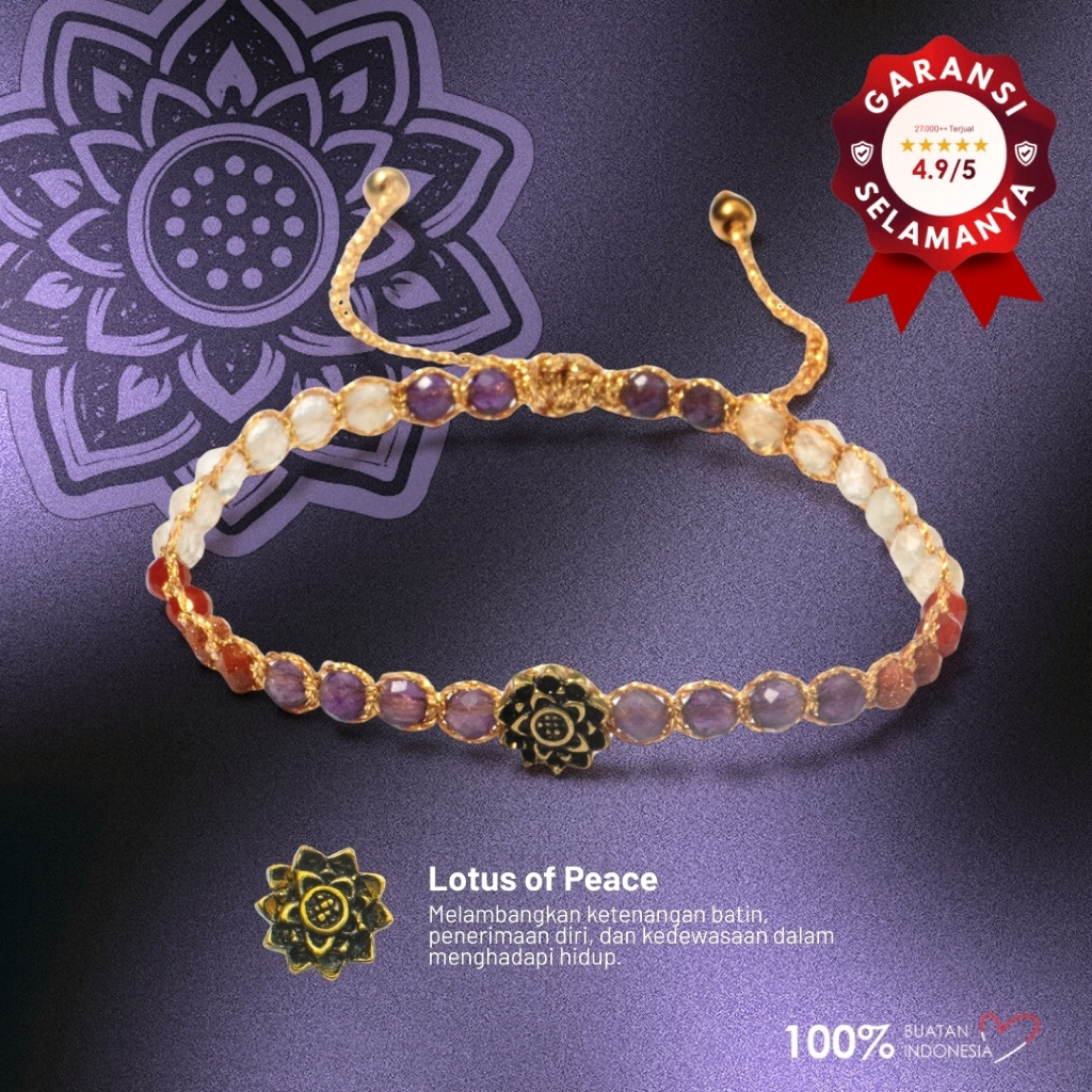 Maknavara - Lotus of Peace - Awaken - RDNB Jewelry - Gelang Wanita/Pria - Batu Alam Natural - Gelang