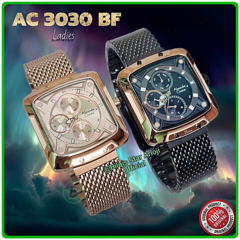 Alexandre Christie Wanita Kotak Ac 3030 BF Tali Rantai Pasir Original