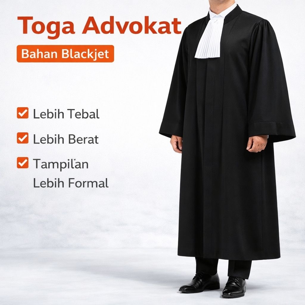 Toga Pengacara / Advokat Hitam Bahan Blackjet – Toga Sidang Resmi Premium