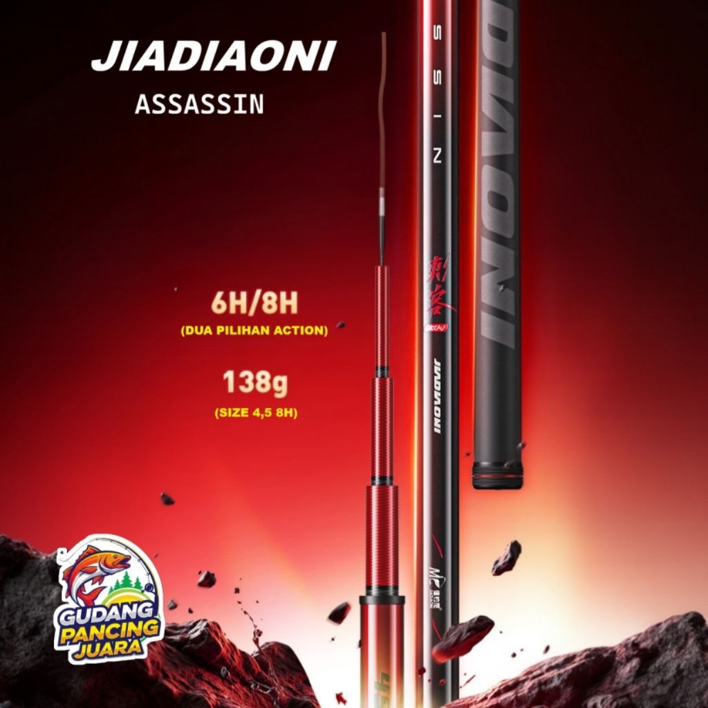 Jiadiaoni Assassin Joran Tegek Karbon Carbon Kaku Ringan Original Ruas Panjang High Power Rod