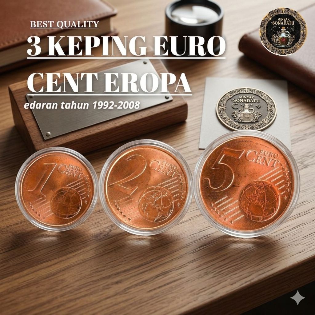( 3 PCS ) Koin Cent Euro Cent  1 Euro Cent 2 Euro Cent 5 Euro Cent Spanyol , Euro Cent Jerman Euro C