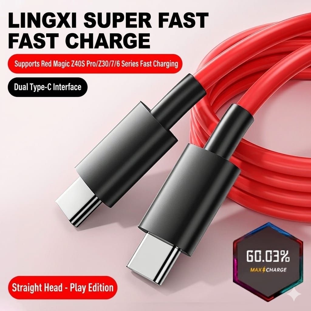 Kabel Data USB Type C to Type C for Nubia Red Magic 100W PD Fast Charging Data Cable