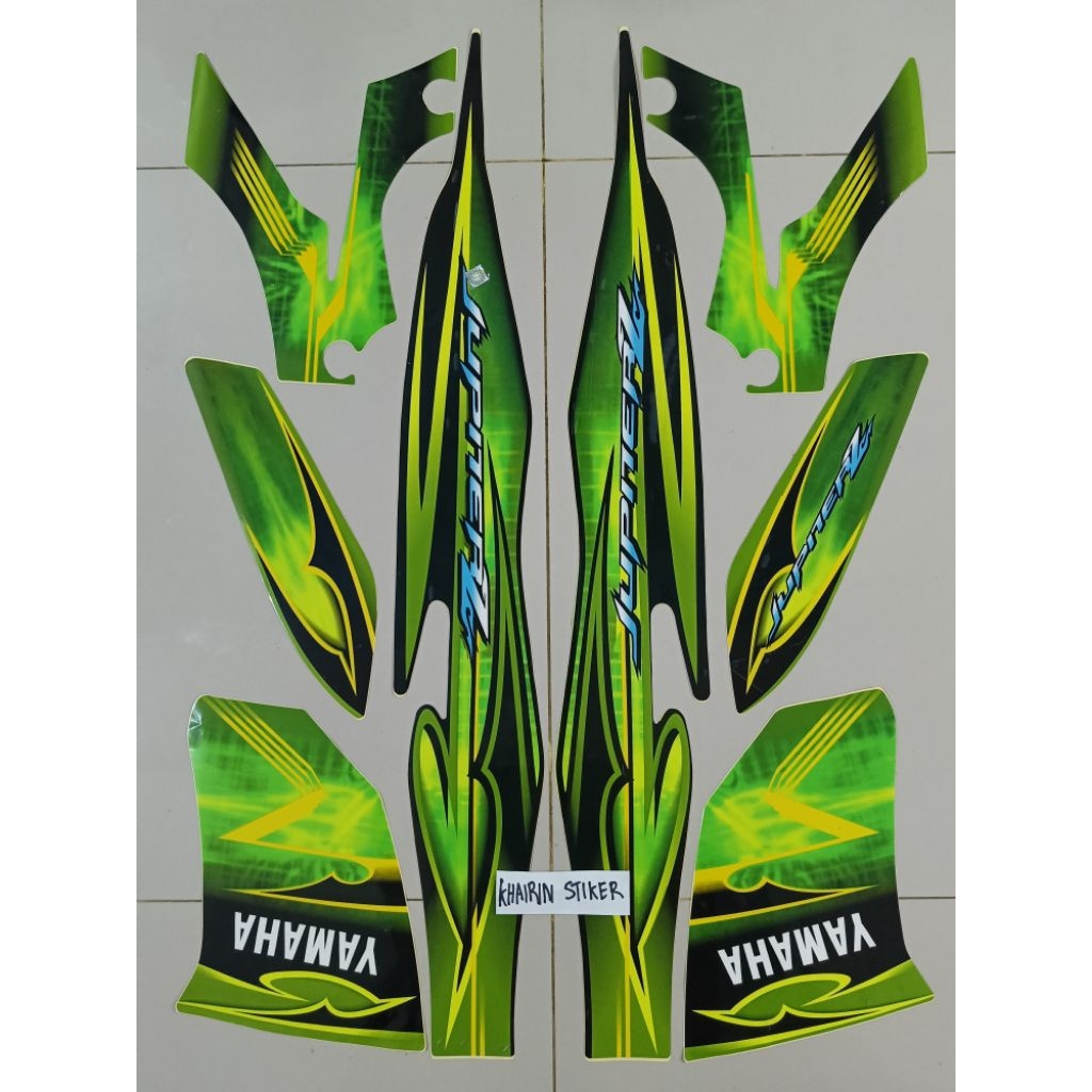 Striping stiker jupiter z 2008 2008 hitam hijau merk AJS termurah tahan pernis clear lapisan pelindu