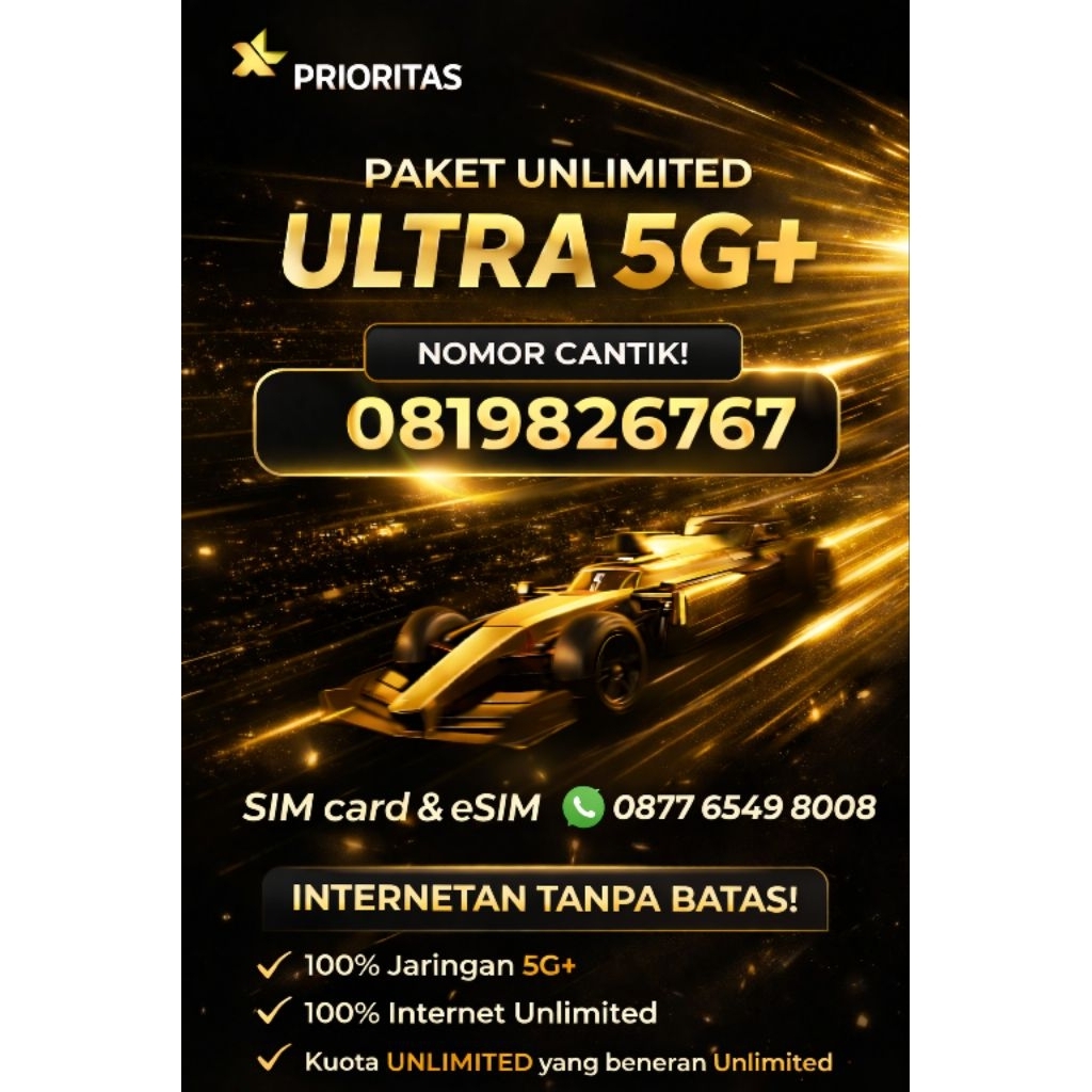 XL Prioritas 10  Digit - 12 Digit. Kuota UNLIMITED 30Hari