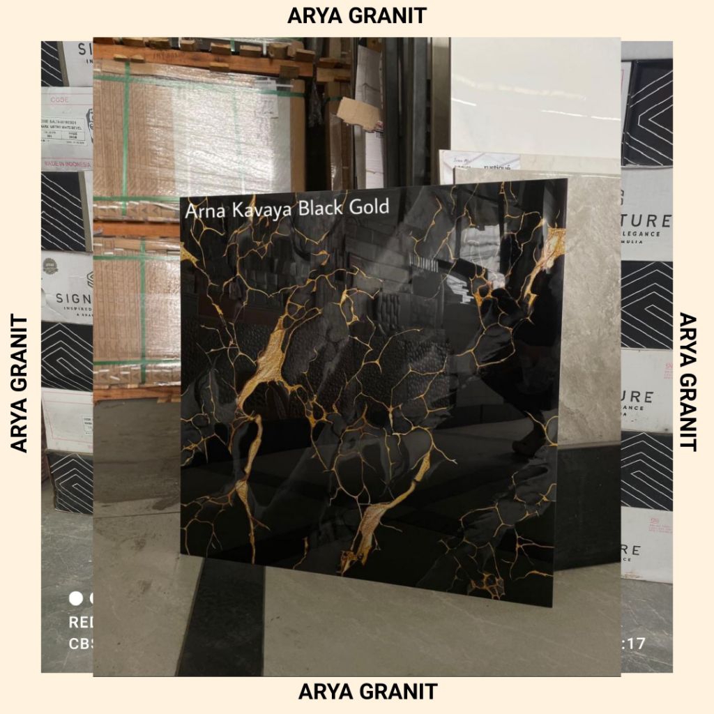 granit lantai Arna kavaya black gold UK 60×60