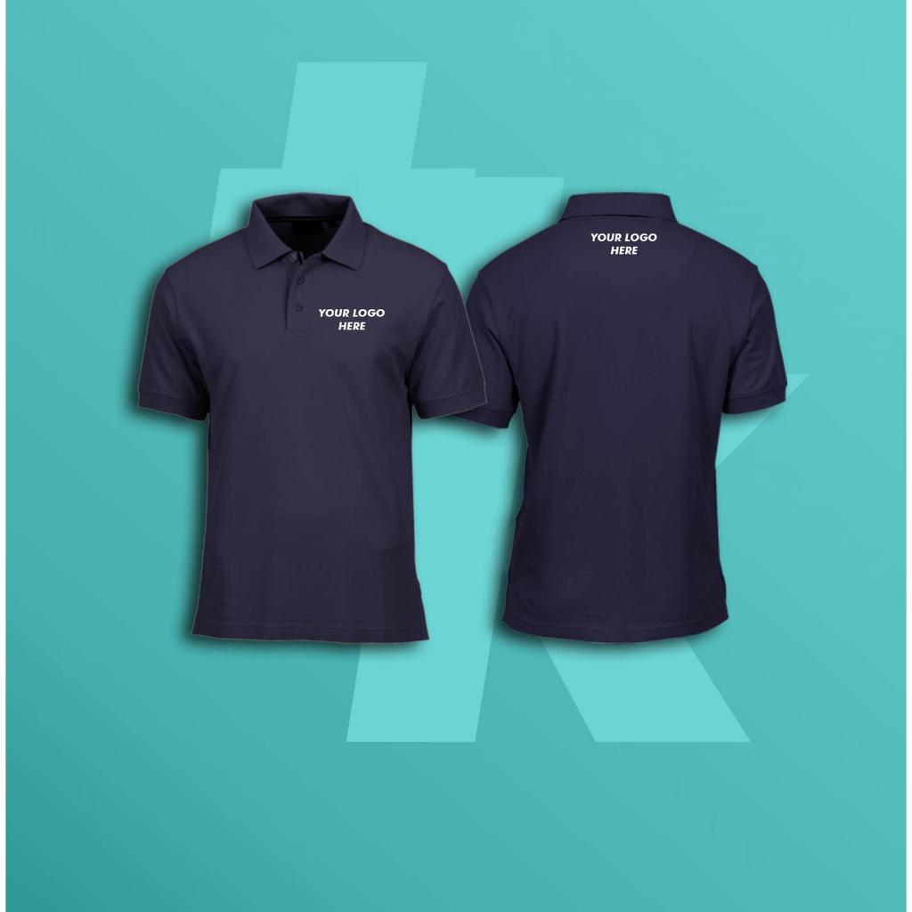 Kaos Polo Shirt Tshirt Baju Kerah Distro NAVY BiRU DONGKER SATUAN banyak warna sablon bordir polos c