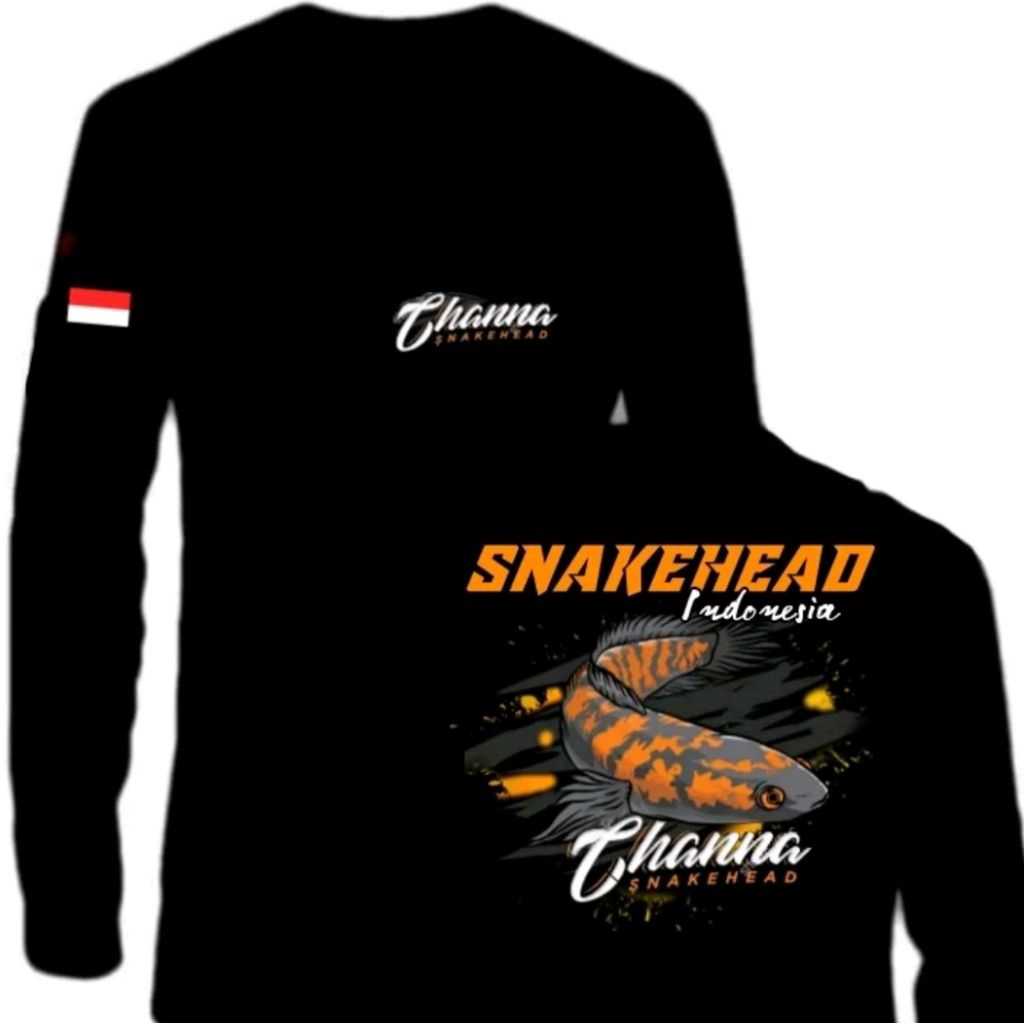 Kaos Lengan Panjang Chana Snakehead Indonesia T-shirt Unisex Pria Wanita Bahan Adem Nyama