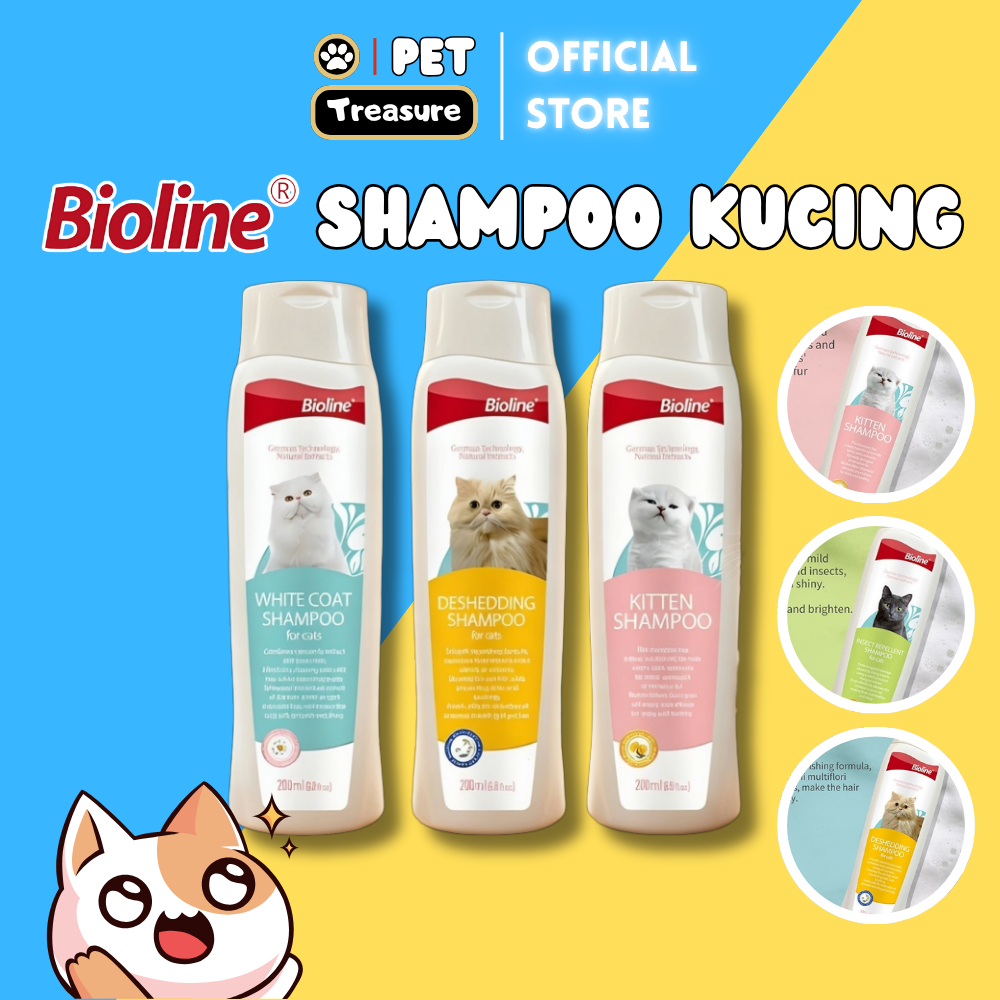 [Bioline] Shampoo Kucing 200ml Pemutih Bulu Anti Rontok Mengurangi Bulu Rontok Perawatan Bulu 0074