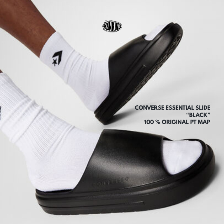 Converse Essential Slide Unisex Sandal Black/Black 100% Original PT Mitra Adi Perkasa (MAP)