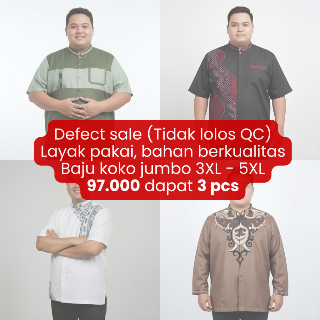 Baju Koko Jumbo Muslim Pria 4, Ukuran Big Size 2XL 3XL 4XL 5XL