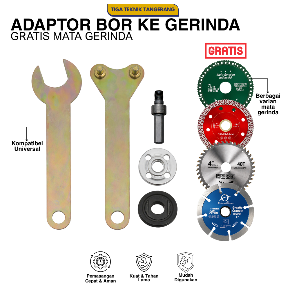 Paket PROMO - Arbor Adaptor Bor Ke Gerinda Arbor Set Mata Potong Ubah Bor Jadi Mesin Potong Gerinda