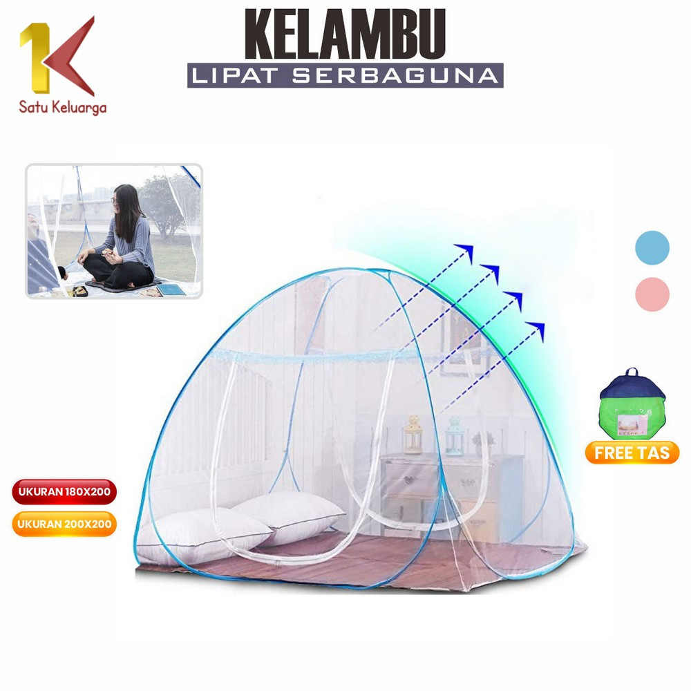 Satu Keluarga Mainan Tenda Anti Nyamuk M345 Kelambu Lipat Anti Nyamuk Anak dan Dewasa Uk 200X200 180
