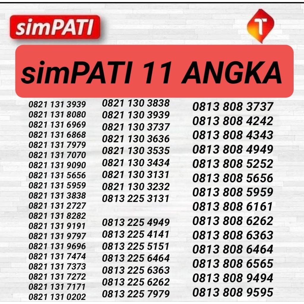 NOMOR CANTIK TELKOMSEL 11 DIGIT - NOMOR CANTIK SIMPATI 11 DIGIT - KARTU PERDANA SIMPATI 11 ANGKA - K