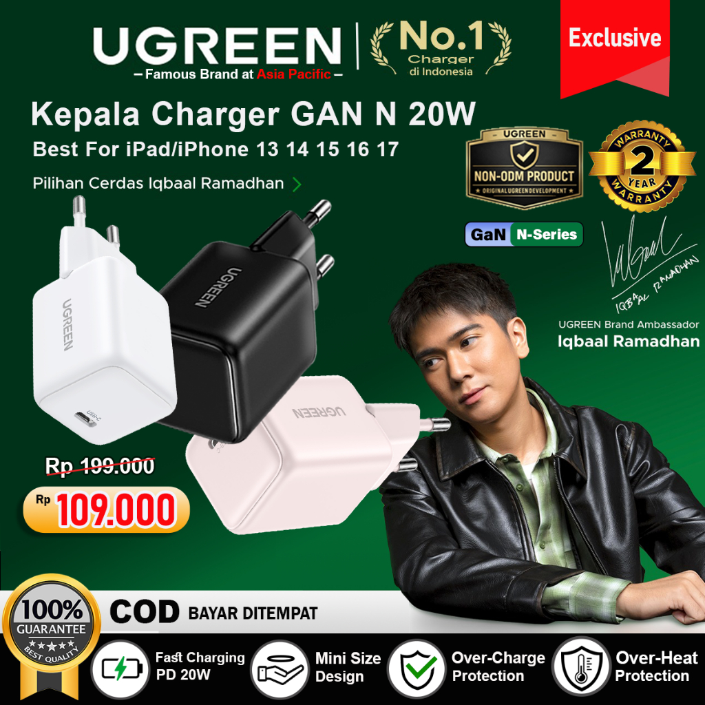 UGREEN Wall Charger GaN N Series Mini PD Type-C Fast Charging 20W 30W